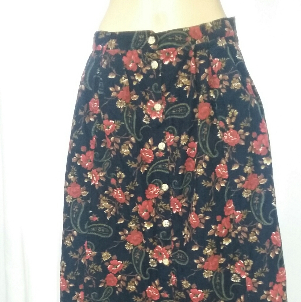 Vintage Capacity long corduroy paisley skirt